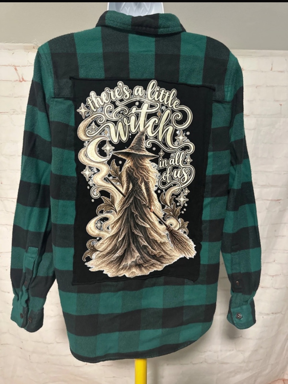 Upcycled Halloween Witch Tee Flannel S